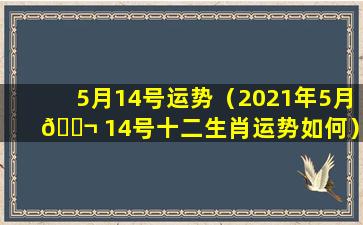 5月14号运势（2021年5月 🐬 14号十二生肖运势如何）